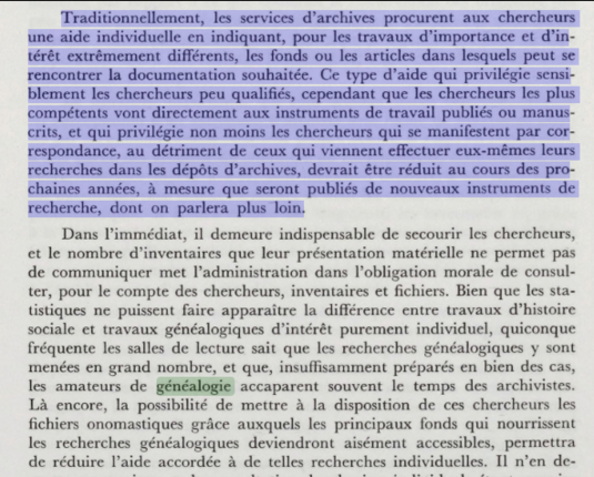 Extrait du rapport de la direction des archives de France (1975)