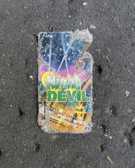 Litter. Cardboard packaging for fireworks called "Night Devil".