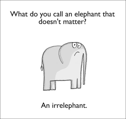 What do you call an elephant that doesn't matter? 

An irrelephant.