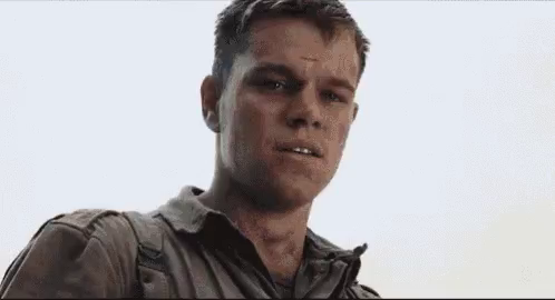 GIF of Matt Damon aging rapidly in the film Saving Private Ryan