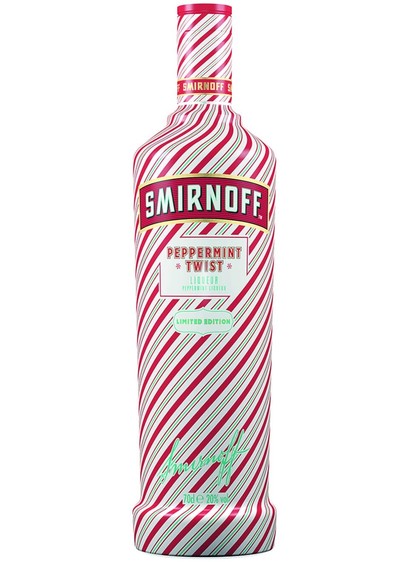 Bottle of Smirnoff Peppermint Twist vodka.