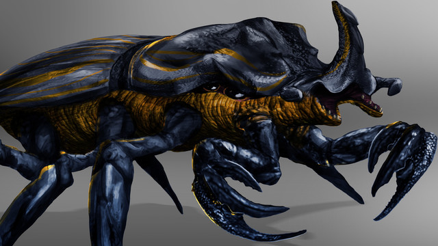 Image by natalijanaca.

The Naled take many forms, and a myriad of shapes and sizes. They are by far the most adaptable species known to humanity.

Pictured is one of the most common forms: the warrior warform.

Somewhere between a beetle and crustacean, it is of similar size to a buffalo, and very strong.

Where it really shines is with its intelligence. Naled are quick to assess any situation and work out any new problem posed to them, and with their claw-like hands, they even have the means to manipulate tools.

The mandibles and horns that adorn their head change depending on the individual, and this leads to another unexpected trait: the Naled may be insect-like, but they are not hive-minded. Each Naled is an individual, but they do still have a very utilitarian society.