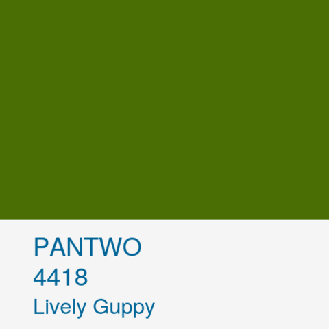 PANTWO color name: Lively Guppy; Pantwo Matching System number: 4418 ; RGB (74, 110, 4)