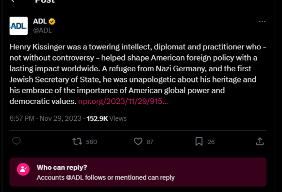 Knew this would fucking happen and it's funny they turned off comments.

Anyways this is what Kissinger has to say about his heritage:

https://en.wikiquote.org/wiki/Henry_Kissinger