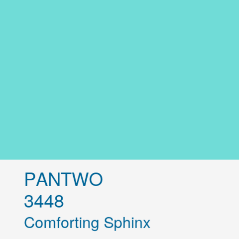 PANTWO color name: Comforting Sphinx; Pantwo Matching System number: 3448 ; RGB (112, 220, 215)