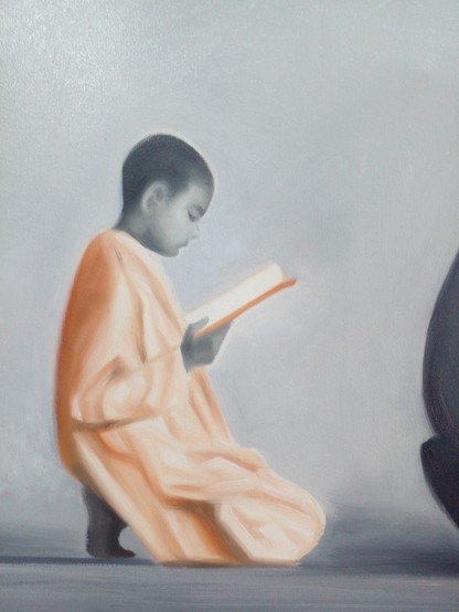 a close-up of the boy monk