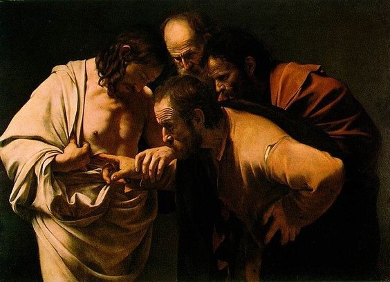 'La incredulidad de Santo Tomás', Caravaggio. 1602. Palacio de de Sanssouci, Alemania.