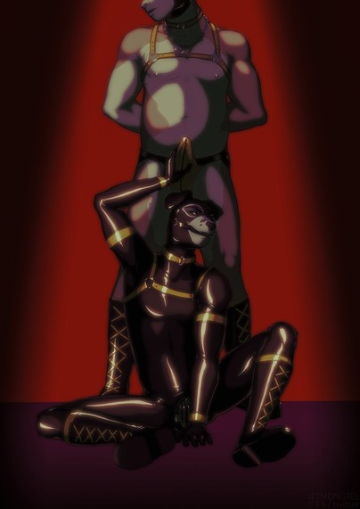 Dean_Blitz's and Gapup1's characters in a bdsm scene
