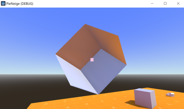 testing cube rotate in the middle with a default skybox in the background