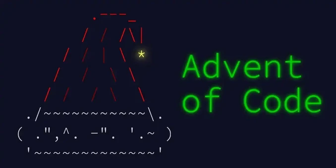 Immagine del progetto "Advent of code" con un cappello di babbo natale in ASCII Art