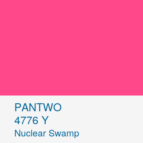 PANTWO color name: Nuclear Swamp; Pantwo Matching System number: 4776 Y; RGB (255, 72, 137)