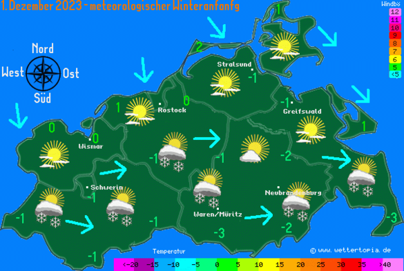 Wetterkarte MV fÃ¼r den 01.12.2023