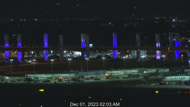 A screen capture from the @ABC7 web camera at LAX airport