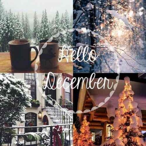 A collage of pictures with the words hello december.