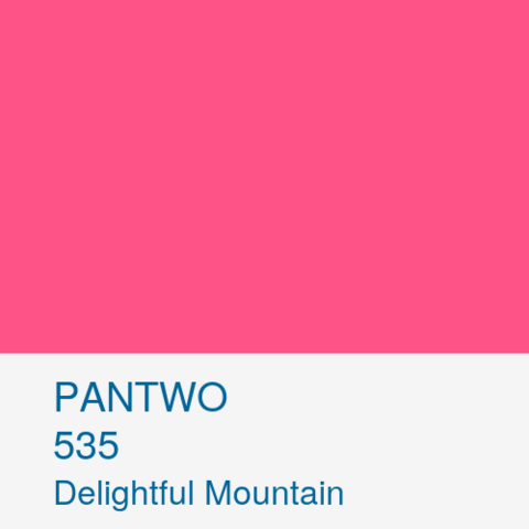 PANTWO color name: Delightful Mountain; Pantwo Matching System number: 535 ; RGB (254, 83, 134)