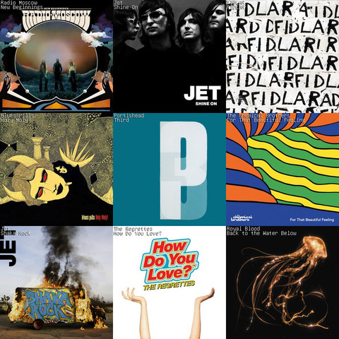 A grid of the nine albums I've listened to most this month.