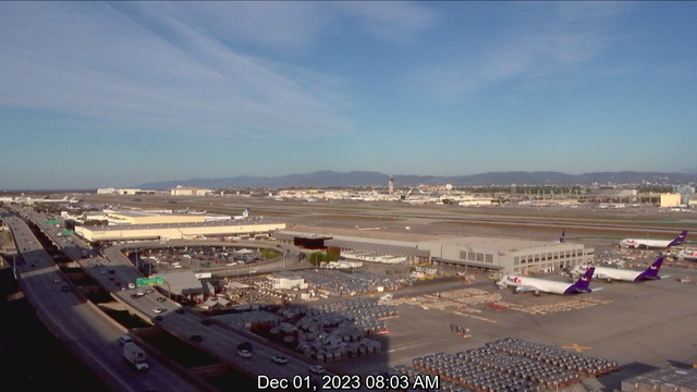 A screen capture from the @ABC7 web camera at LAX airport