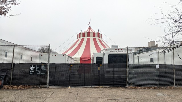 circus tent and trailers
