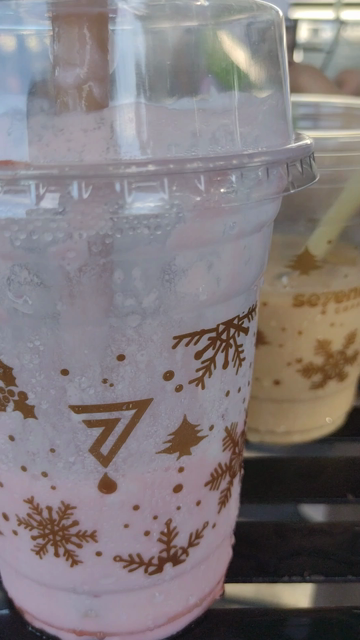 Closeup video of a strawberry cream and iced coffee