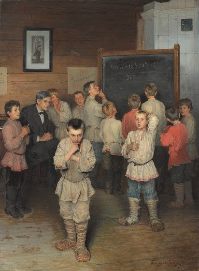 Â«Calcul mental Ã  l'Ã©cole populaireÂ de S. A. Ratchinski.Â», 1895.Â Galerie Tretiakov,Â Moscou