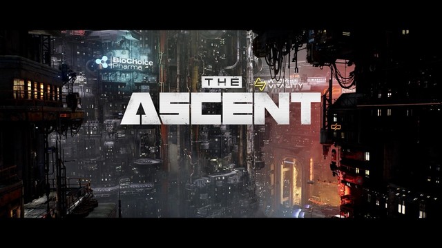 The image shows the title of the game in a futuristic font in the center. In the background is a jungle of skyscrapers in a cyberpunk architecture.