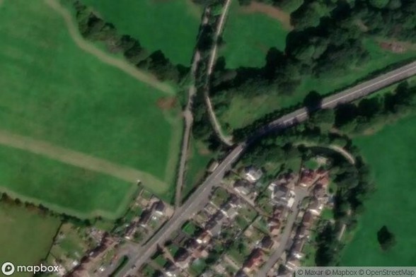 A satellite image of the area containing Winding Hole Jockeys Bridge 55. Provided by MapBox.