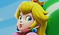 Princess Peach smirking, from the Super Mario Bros. Wonder title screen.