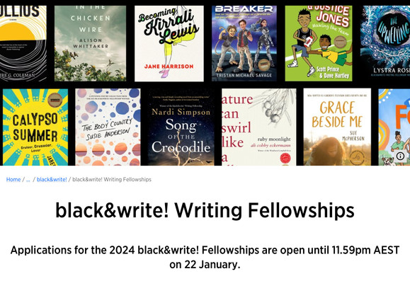 Webpage advertising Fellowships for First Nations writers, showing multiple book covers.
