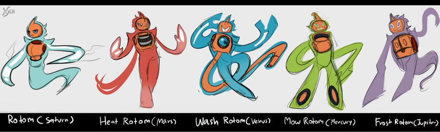 Sketchy art of my sona xylia but now they're humanoid shape-rotom! Saturn become base rotom, Mars become heat rotom, Venus become wash rotom, Mercury become mowrotom and Jupiter become frost rotom