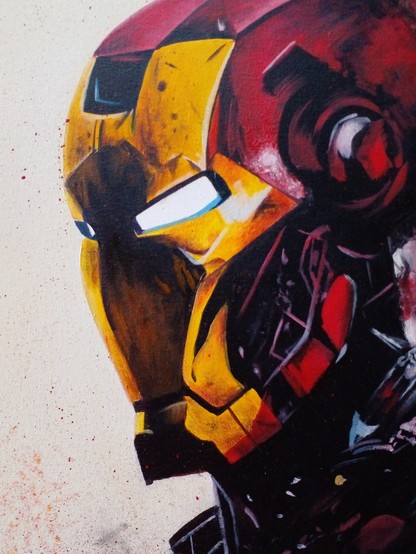 a close-up of Iron Man's face