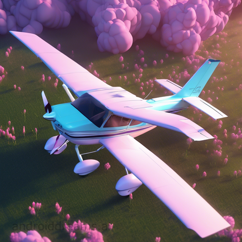 An image generated by Stable Diffusion, with the prompt "Isometric 3d render of a Cessna 172, vaporwave, bloom, unreal engine, god rays"
