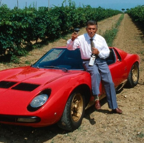 Ferruccio Lamborghini with his creation