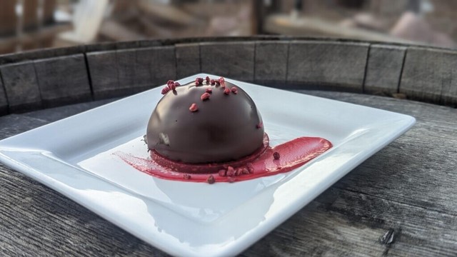 Chocolate mousse and raspberry entremet