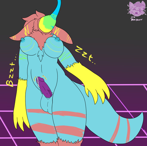 Beatrice, suddenly attacked by the strange wire! It attached to her face and hypnotized her with it's glowing lights. Her body is now that of a werewire, crackling with electricity! This is the male alt.