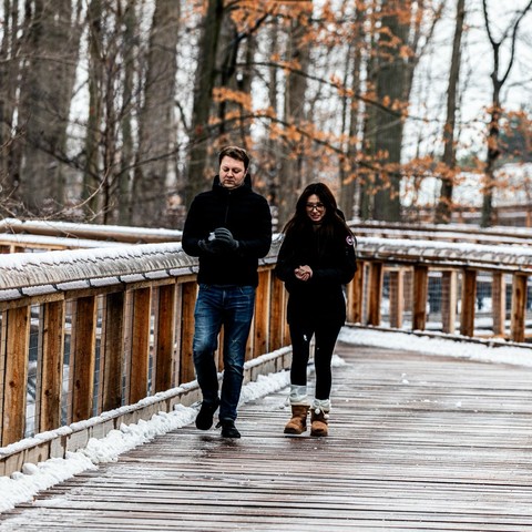 Azure Generated Description:
a man and woman posing for a picture on a bridge (52.81% confidence)
---------------
Azure Generated Tags:
outdoor (99.55% confidence)
footwear (99.54% confidence)
clothing (99.15% confidence)
person (98.83% confidence)
tree (98.36% confidence)
fence (96.17% confidence)
winter (92.80% confidence)
jacket (92.38% confidence)
jeans (84.94% confidence)
snow (81.70% confidence)
woman (73.33% confidence)
wood (65.10% confidence)