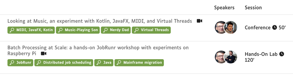 Screenshot of the accepted talks for Devoxx Antwerp '24