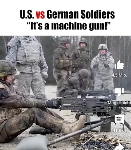 german soldier beeing told "it's a machine gun" after firing short bursts