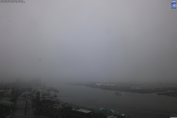 Graue Suppe überm Hafen.

WebCam
Hamburg DWD - Blickrichtung Südost - elbaufwärts
25.12.24 10:50 UTC /11:50 CET (F/8.0 1/125s iso100)