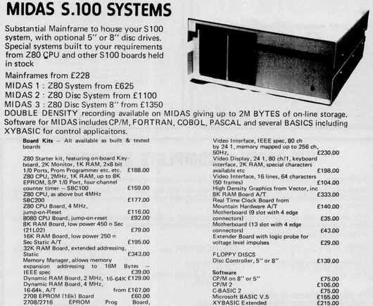 Midas S100 system ad in personal computer world magazine