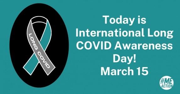 Illustration of a Long Covid awareness ribbon next to this message
"Today is International Long COVID Awareness Day! March 15"