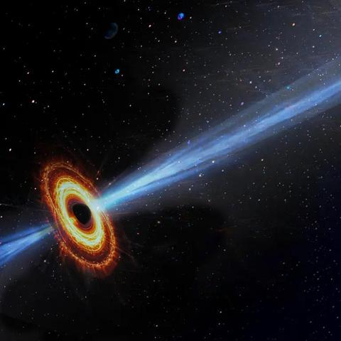 Artist’s impression of an active galactic nucleus. Credit: Juan Carlos Algaba.