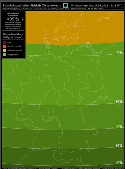 Karte von Deutschland diese ist von oben nach unten von Organe (100%) bis zu einen Dunkleren Grün eingefärbt