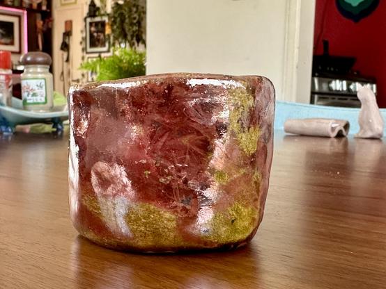 Same cup, different angle showing more of the yellow spots and the variegation of the copper.