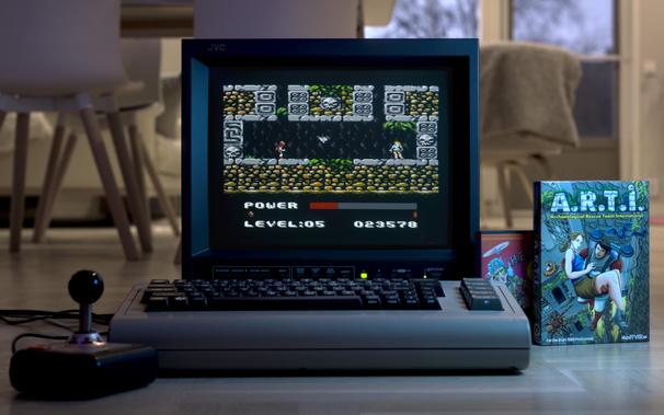 Atari 7800 version of A.R.T.I. running on a Commodore 64 replica with MiSTerFPGA internals. Yup, it's ebony and ivory living together in perfect harmony in our house!