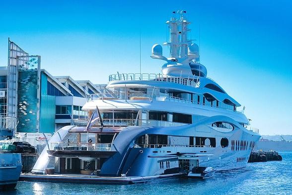 Zuckerbergs yacht Launchpad in dock. The yacht is worth $300 million, built in 2024 and is 118 meters long. 
Image from Wikipedia.org