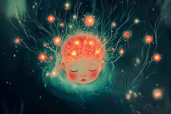 This shows a baby's face and a brain.
