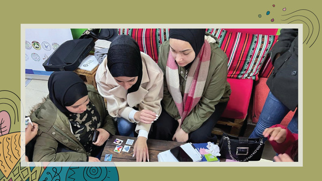 Palestinian women participating in a digital security training organised by 7amleh.