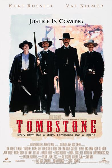 Four posters for the 1993 western “Tombstone”. Two are from The USA and Two are from Japan.