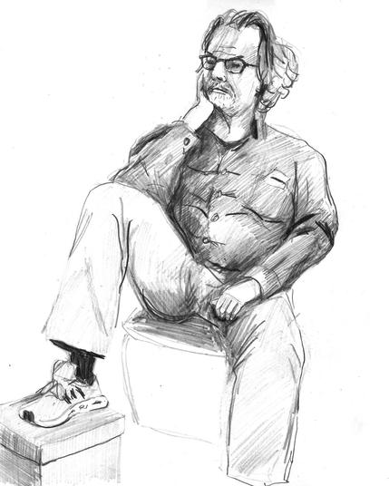 Drawing of a sitting man