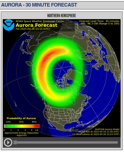 30min Polarlicht-Vorhersagekarte des NOAA